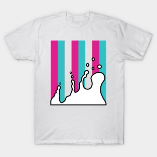 Splatter | Stripes | Pink | White T-Shirt